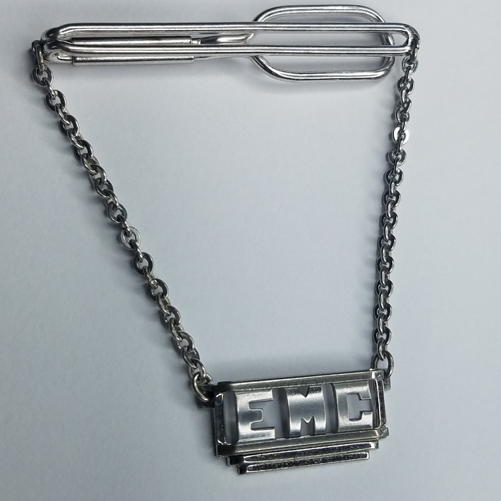 Vintage Emc Tie Clip Silver Tone Swank